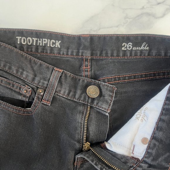 J. Crew Ankle Toothpick Jeans, Dark Indigo, Size 26 - Picture 6 of 8